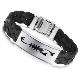 Easy To Use Male Scorpion Titanium Leather Bangle