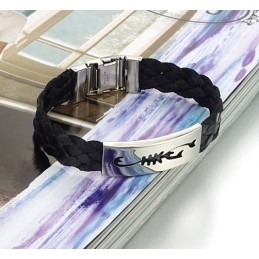 Easy To Use Male Scorpion Titanium Leather Bangle