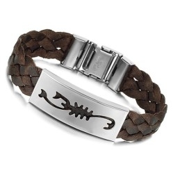 Easy To Use Male Scorpion Titanium Leather Bangle