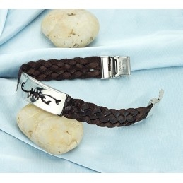 Easy To Use Male Scorpion Titanium Leather Bangle