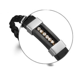 Reliable Reputation Male Black Titanium Leather Bangle