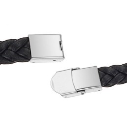 Reliable Reputation Male Black Titanium Leather Bangle
