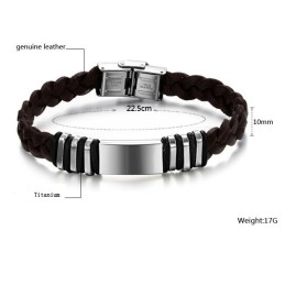 Reliable Quality Brown Titanium Leather Bangle