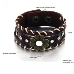 The King Of Quantity Unisex Titanium Leather Bangle
