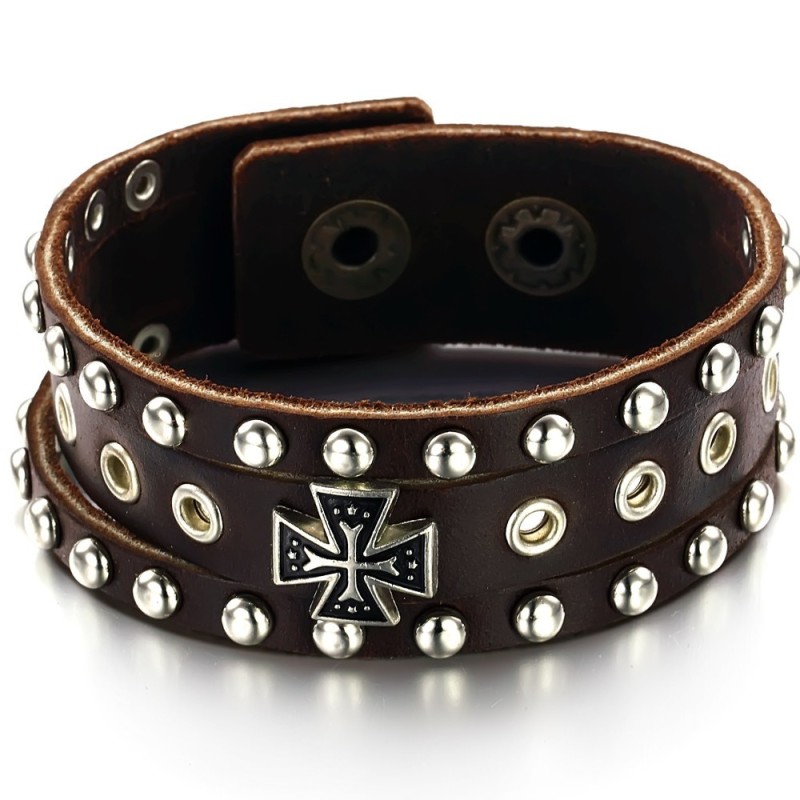 High Quality Cross Titanium Leather Bangle High Quality Cross Titanium Leather Bangle