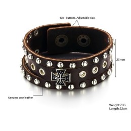 High Quality Cross Titanium Leather Bangle