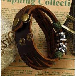 Complete In Specifications Titanium Leather Bangle With Rhinestone