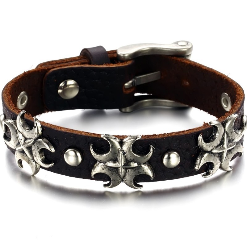 The Queen Of Quality Cross Titanium Leather Bangle The Queen Of Quality Cross Titanium Leather Bangle