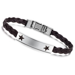 Reliable Reputation Female Star Shape Titanium Leather Bangle