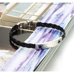 Reliable Reputation Female Star Shape Titanium Leather Bangle