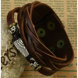 High Quality Male Titanium Leather Bangle