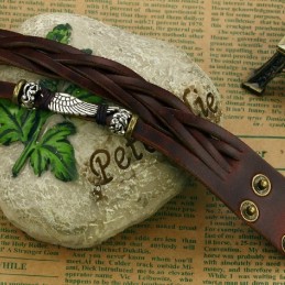 High Quality Male Titanium Leather Bangle