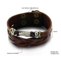 High Quality Male Titanium Leather Bangle