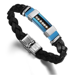 Wide Varieties Male Titanium Leather Bangle