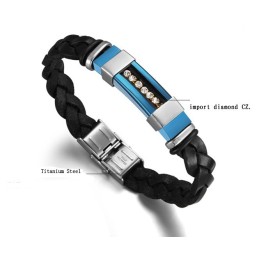 Wide Varieties Male Titanium Leather Bangle