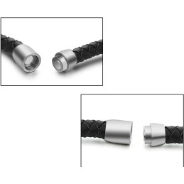 Superior Quality Black Titanium Leather Bangle