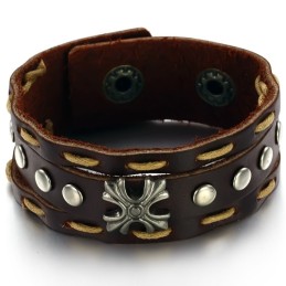 To Enjoy High Reputation At Home And Abroad Retro Titanium Leather Bangle