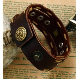To Enjoy High Reputation At Home And Abroad Retro Titanium Leather Bangle