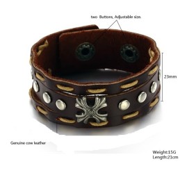 To Enjoy High Reputation At Home And Abroad Retro Titanium Leather Bangle