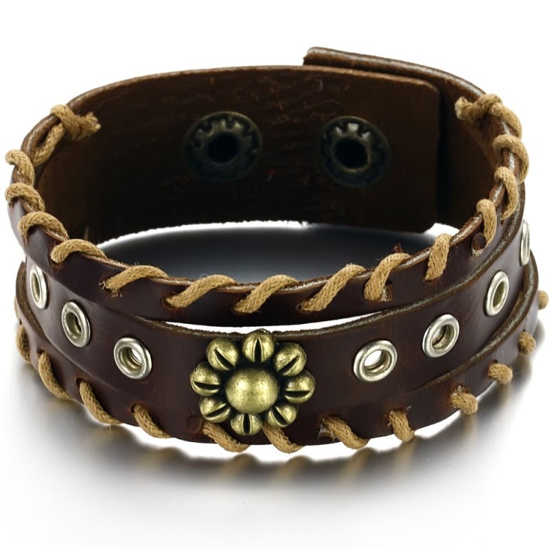 Excellent Quality Retro Titanium Leather Bangle Excellent Quality Retro Titanium Leather Bangle