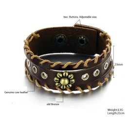 Excellent Quality Retro Titanium Leather Bangle