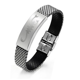 Stable Quality Scorpion Titanium Leather Bangle
