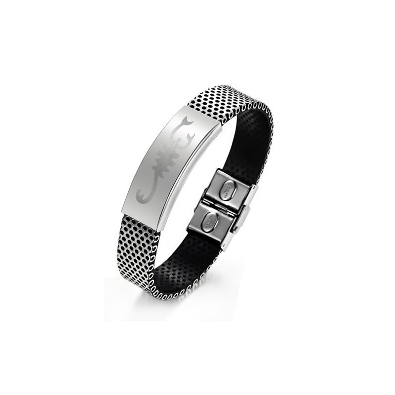 Stable Quality Scorpion Titanium Leather Bangle Stable Quality Scorpion Titanium Leather Bangle