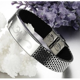 Stable Quality Scorpion Titanium Leather Bangle