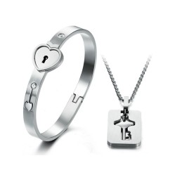 Wide Varieties Lock Titanium Bangle For Lovers