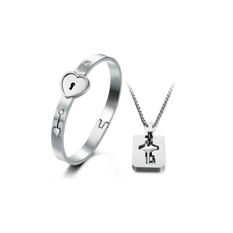 Wide Varieties Lock Titanium Bangle For Lovers Wide Varieties Lock Titanium Bangle For Lovers