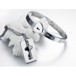 Wide Varieties Lock Titanium Bangle For Lovers