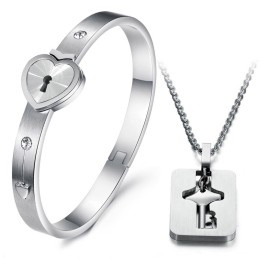 High Quality Lock Shape Titanium Bangle For Lovers