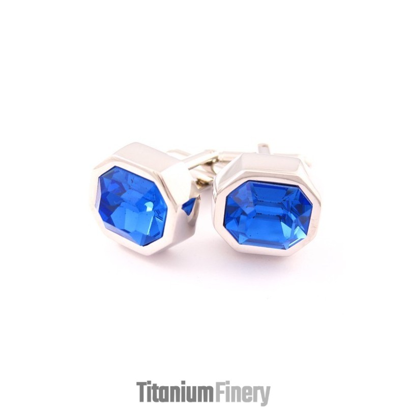 Fashion Titanium Cufflinks With Cool Blue Opal Fashion Titanium Cufflinks With Cool Blue Opal