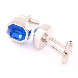 Fashion Titanium Cufflinks With Cool Blue Opal