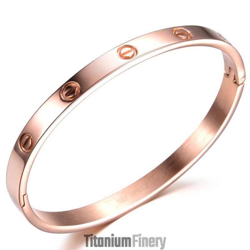 Wide Varieties Female Screw Titanium Bangle