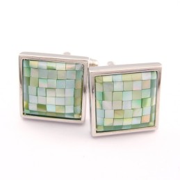 Titanium Apple Green Natural Shell Cufflinks