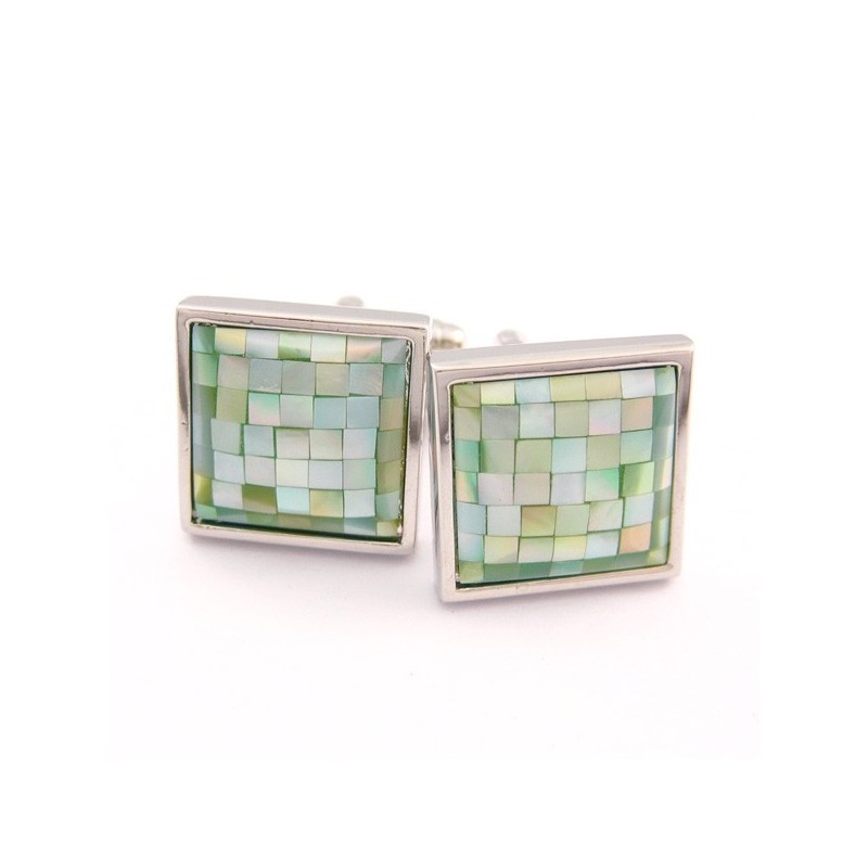 Titanium Apple Green Natural Shell Cufflinks Titanium Apple Green Natural Shell Cufflinks