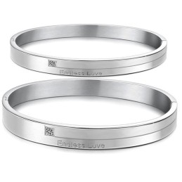 Excellent Quality Concise Titanium Bangle For Lovers With Rhinestone