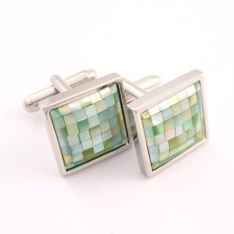 Titanium Apple Green Natural Shell Cufflinks