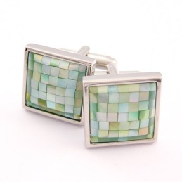 Titanium Apple Green Natural Shell Cufflinks