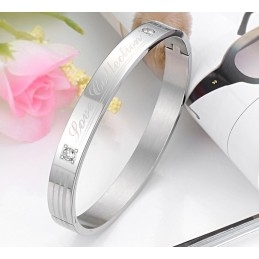 Quality And Quantity Assured Titanium Bangle For Lovers With Rhinestone