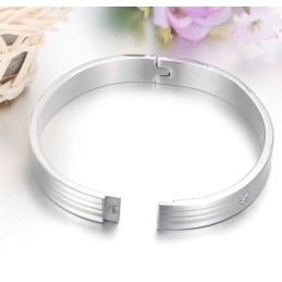 Quality And Quantity Assured Titanium Bangle For Lovers With Rhinestone