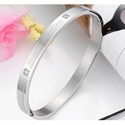 Quality And Quantity Assured Titanium Bangle For Lovers With Rhinestone