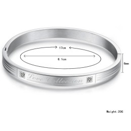 Quality And Quantity Assured Titanium Bangle For Lovers With Rhinestone