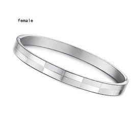 Wide Varieties Grid Titanium Bangle For Lovers