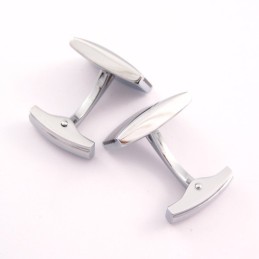 Titanium And Black Enamel Oblong Cufflinks