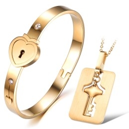 Reliable Reputation Lock Shape Titanium Bangle For Lovers