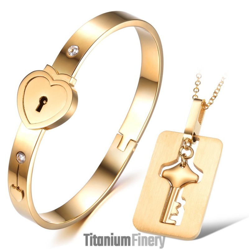 Reliable Reputation Lock Shape Titanium Bangle For Lovers Reliable Reputation Lock Shape Titanium Bangle For Lovers