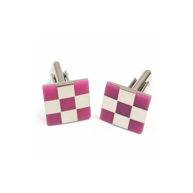 Fashion Pink And White Grids Titanium Cufflinks Fashion Pink And White Grids Titanium Cufflinks
