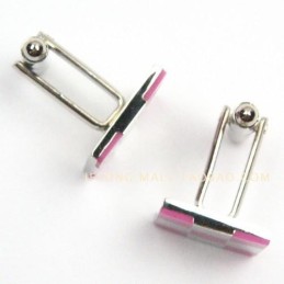 Fashion Pink And White Grids Titanium Cufflinks